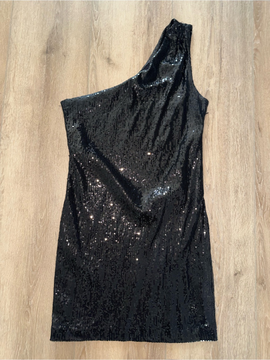 Alice + Olivia One-Shoulder Black Sequin Cocktail Formal Dress Small S $597